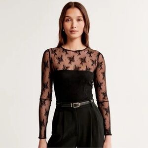 Abercrombie and fitch sheet lace bodysuit with tube top built in size large
